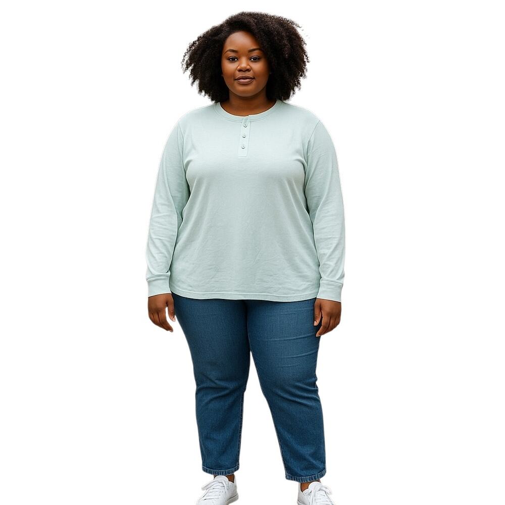 SKIMS Henley Long Sleeve Shirt Women’s Small Mint Color | New With Tags NWT
